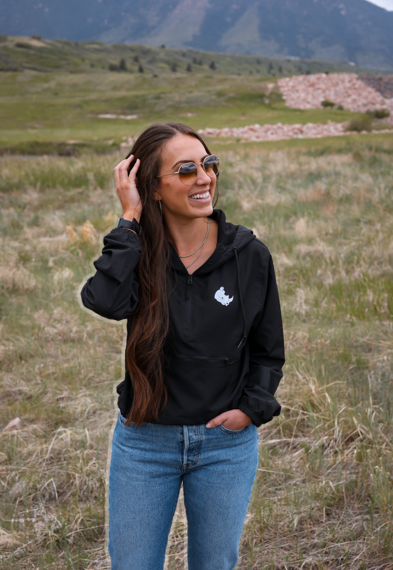 Women's Black Cropped Windbreaker
