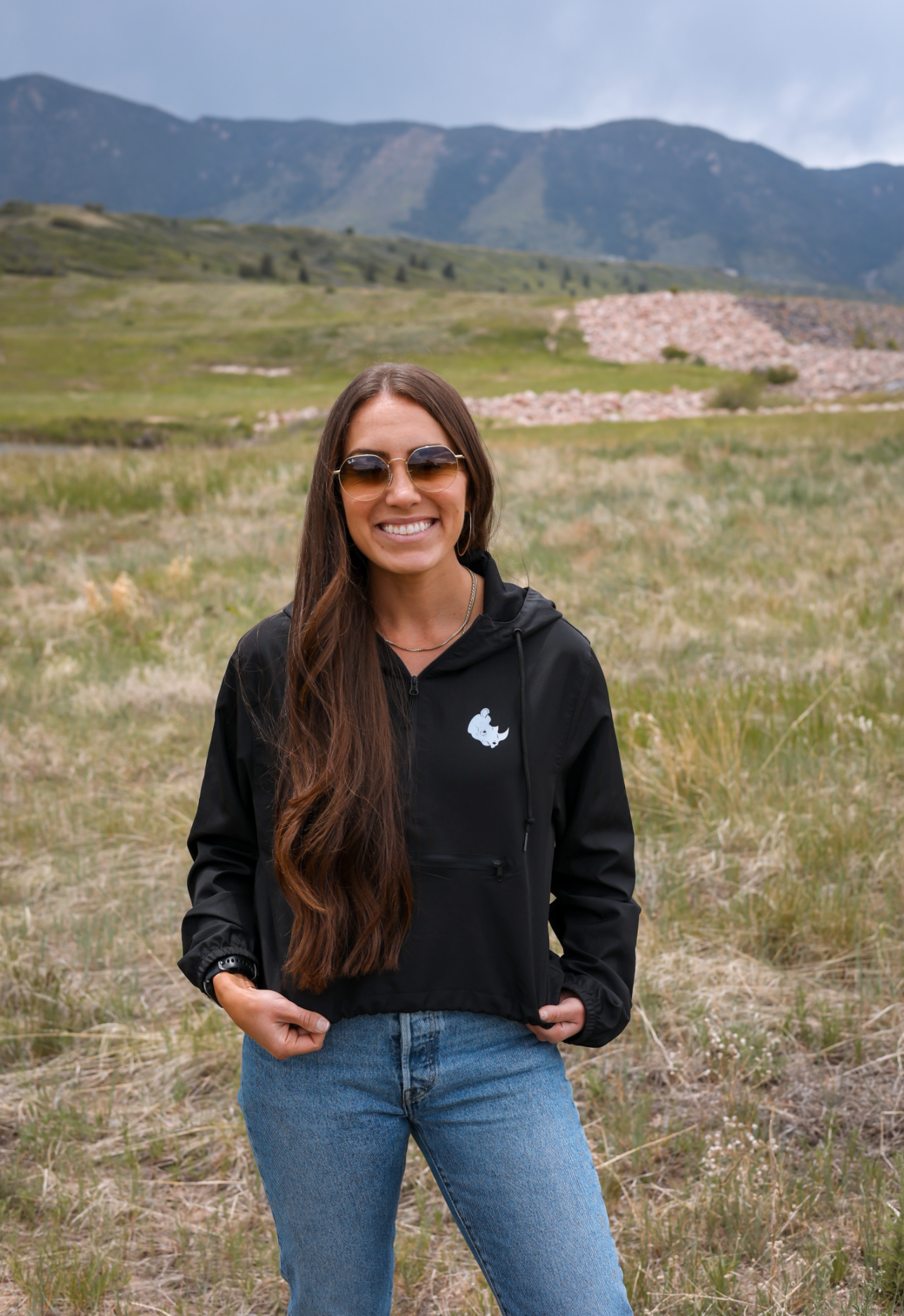 Women's Black Cropped Windbreaker