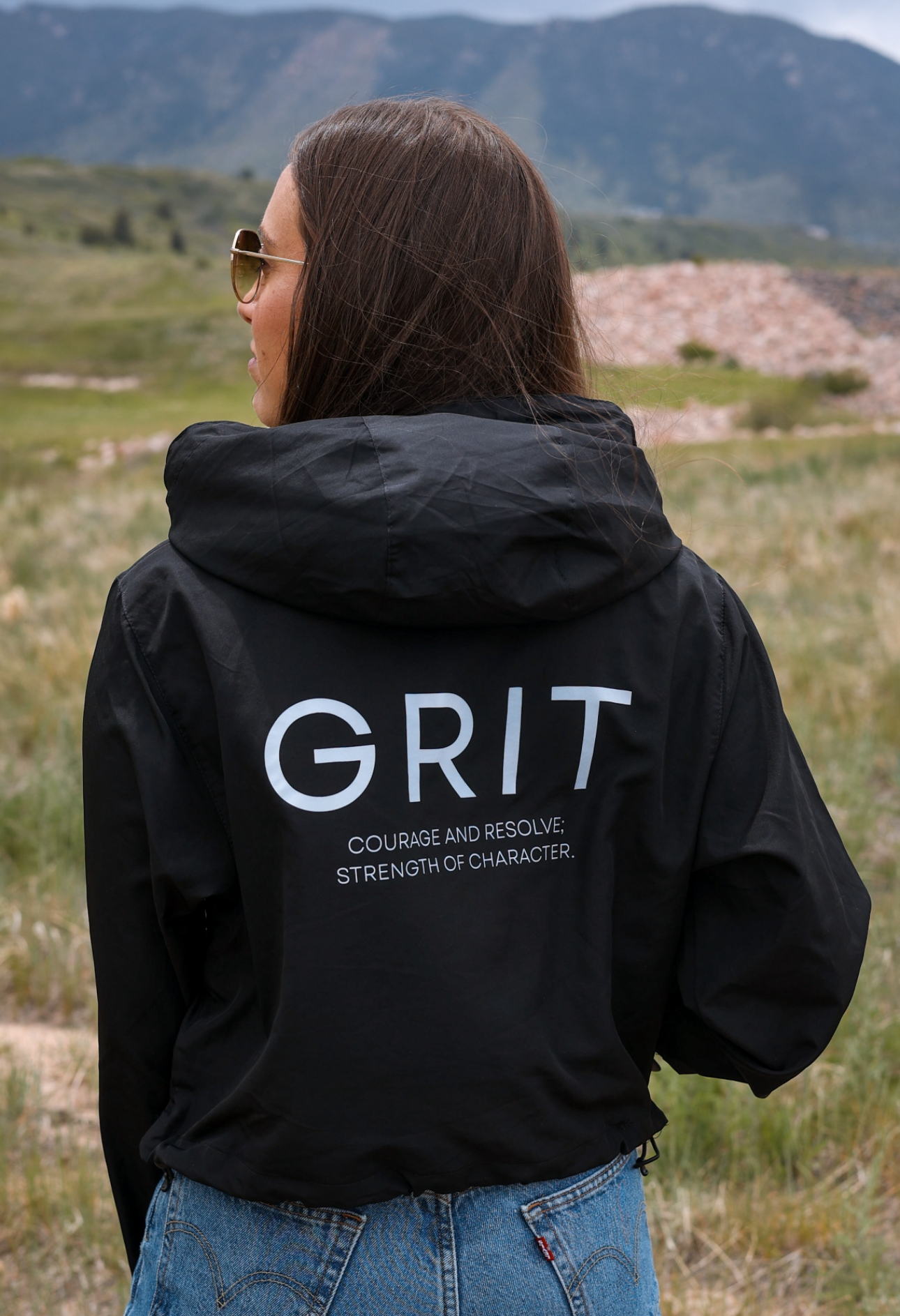 Women's Black Cropped Windbreaker